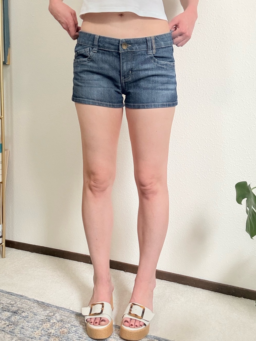 Y2K Jolt Denim Micro Shorts 2000s McBling Festival